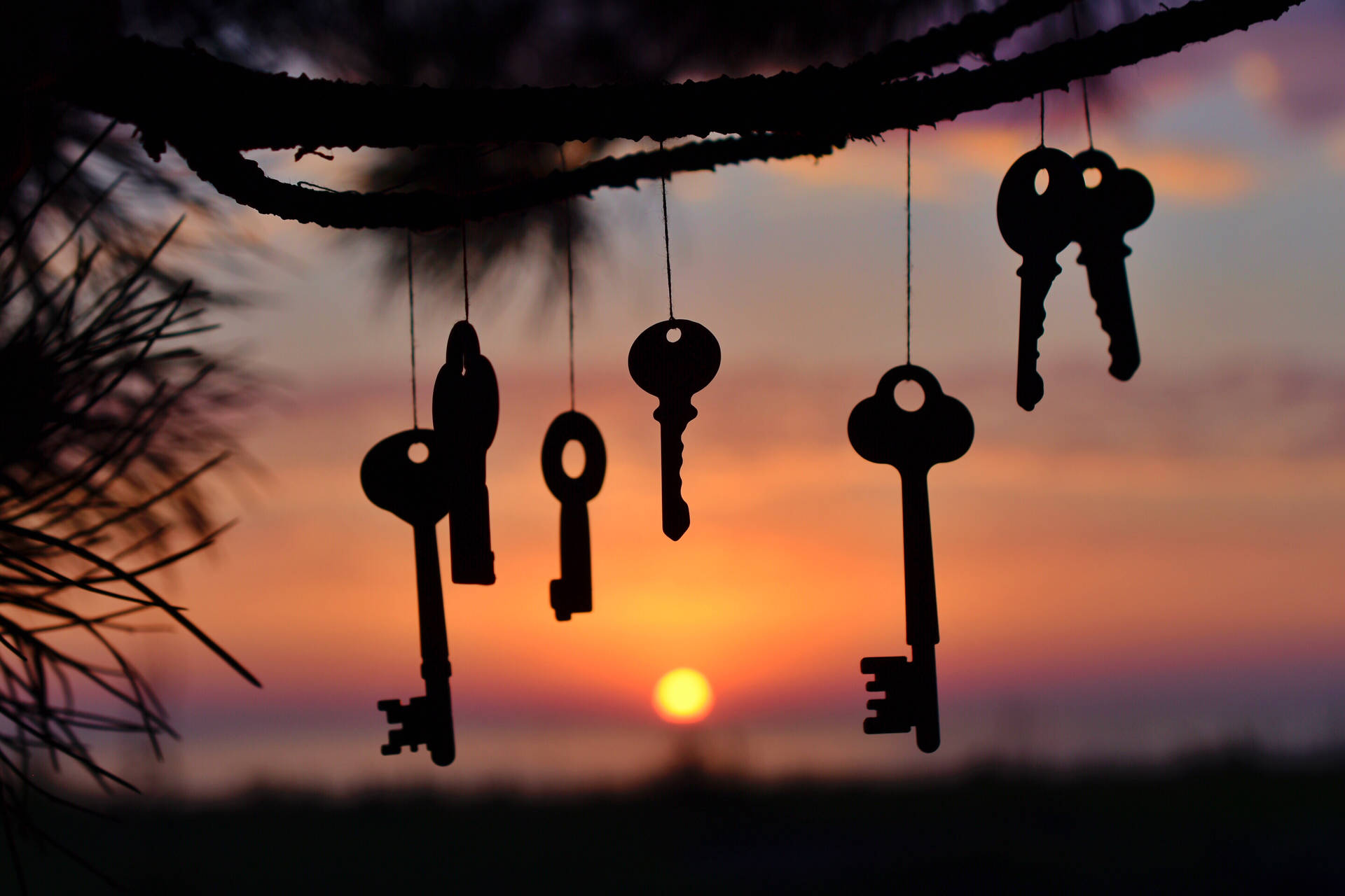 Silhouette Hanging Keys Background