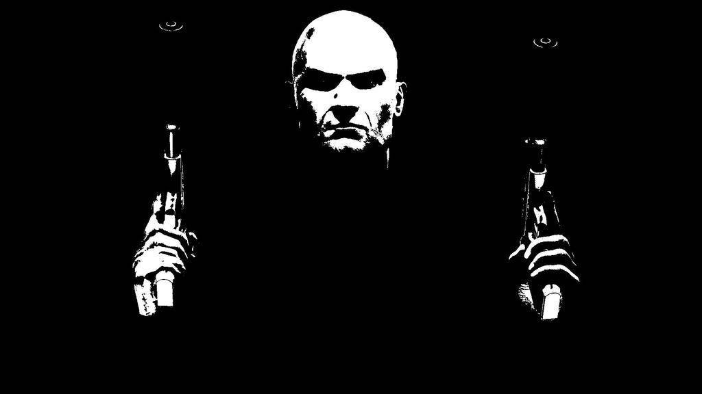 Silhouette Hitman Black Background