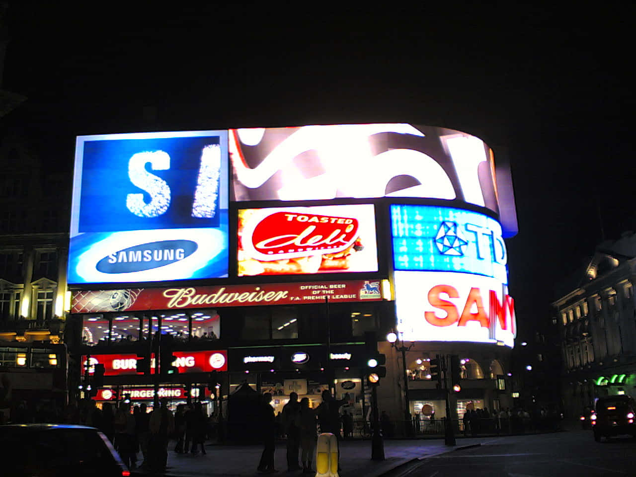 Silhouette In Led Screen Piccadilly Circus Background