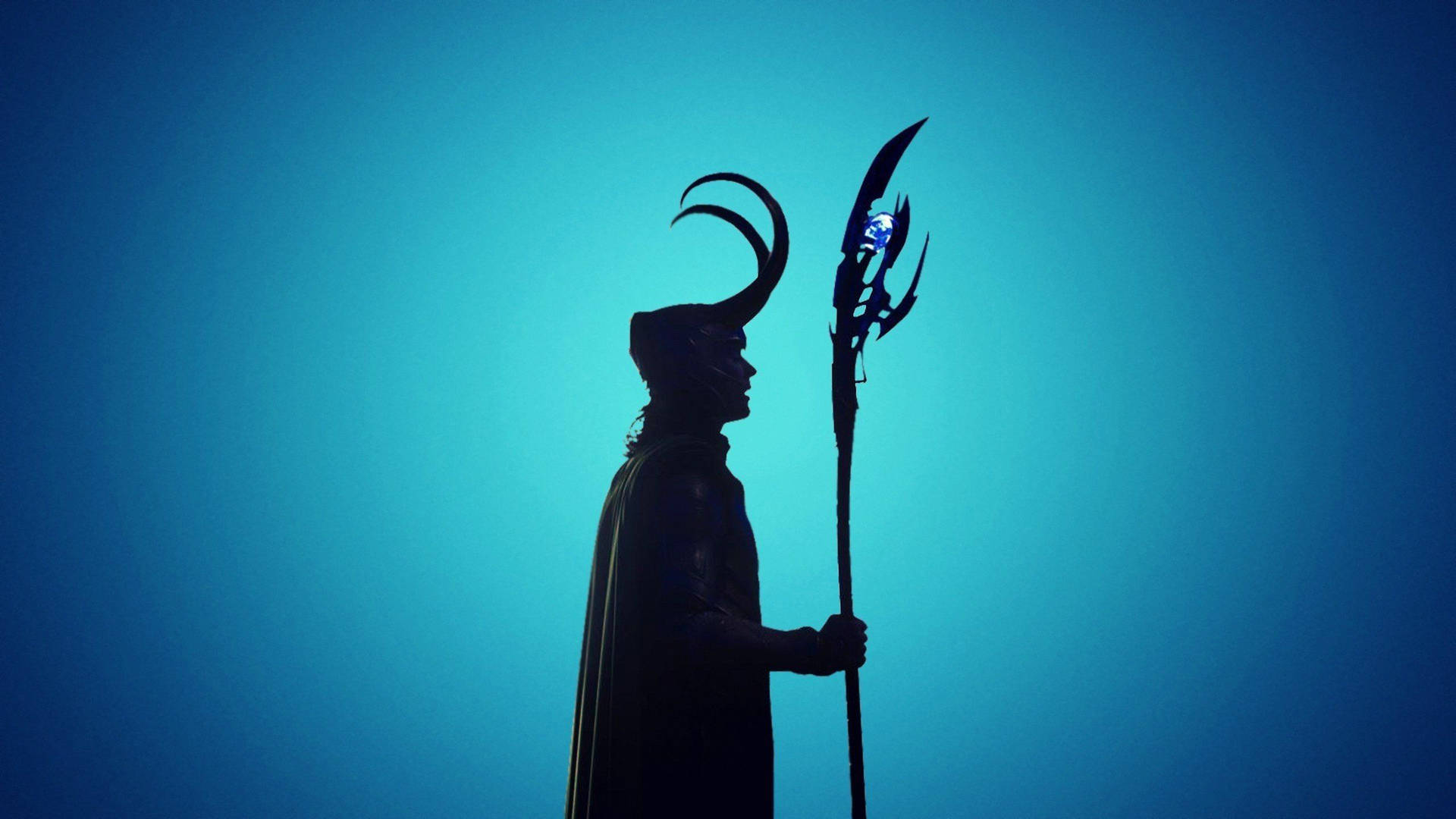 Silhouette Loki In Blue Background
