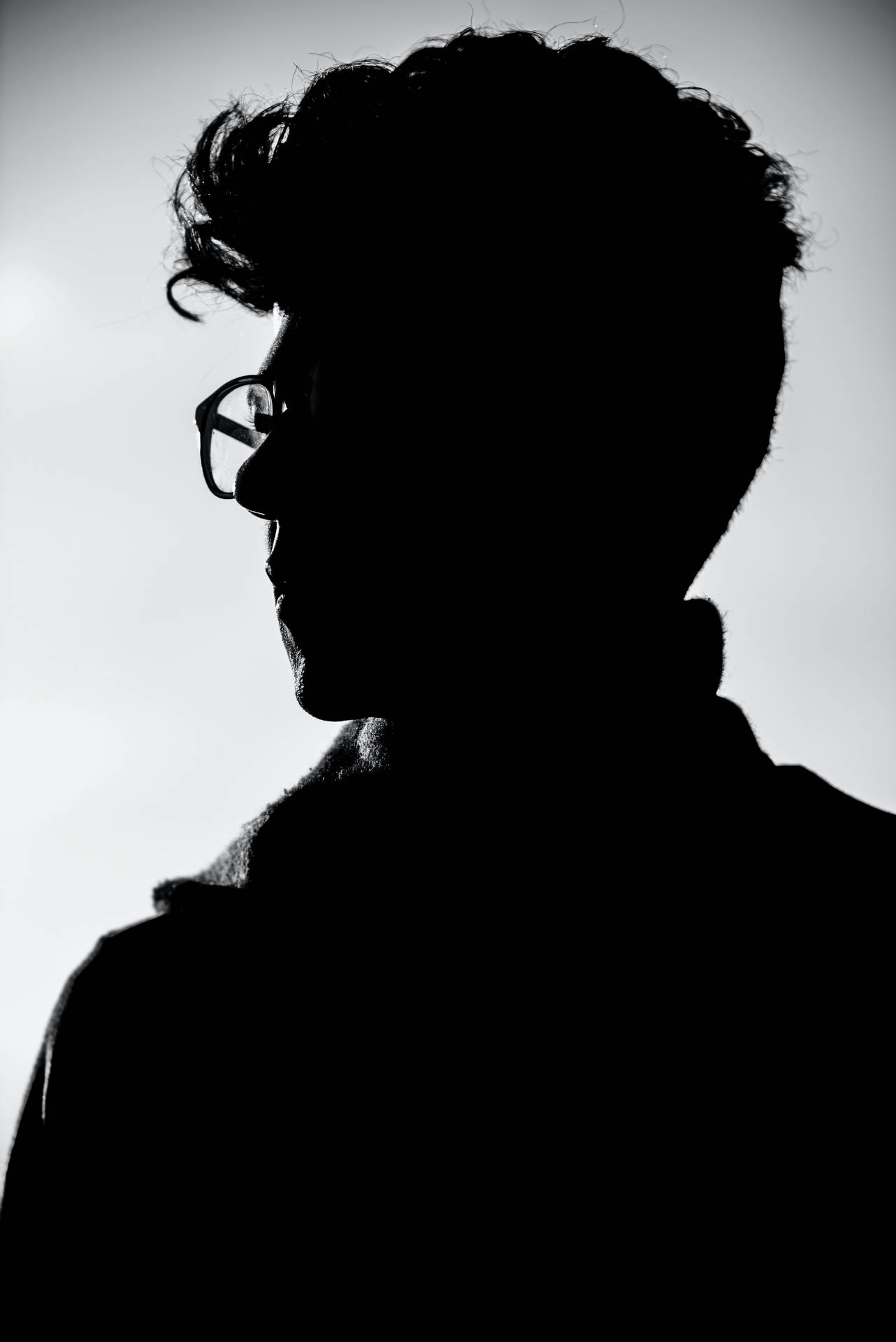 Silhouette Male Face Eyeglasses Background