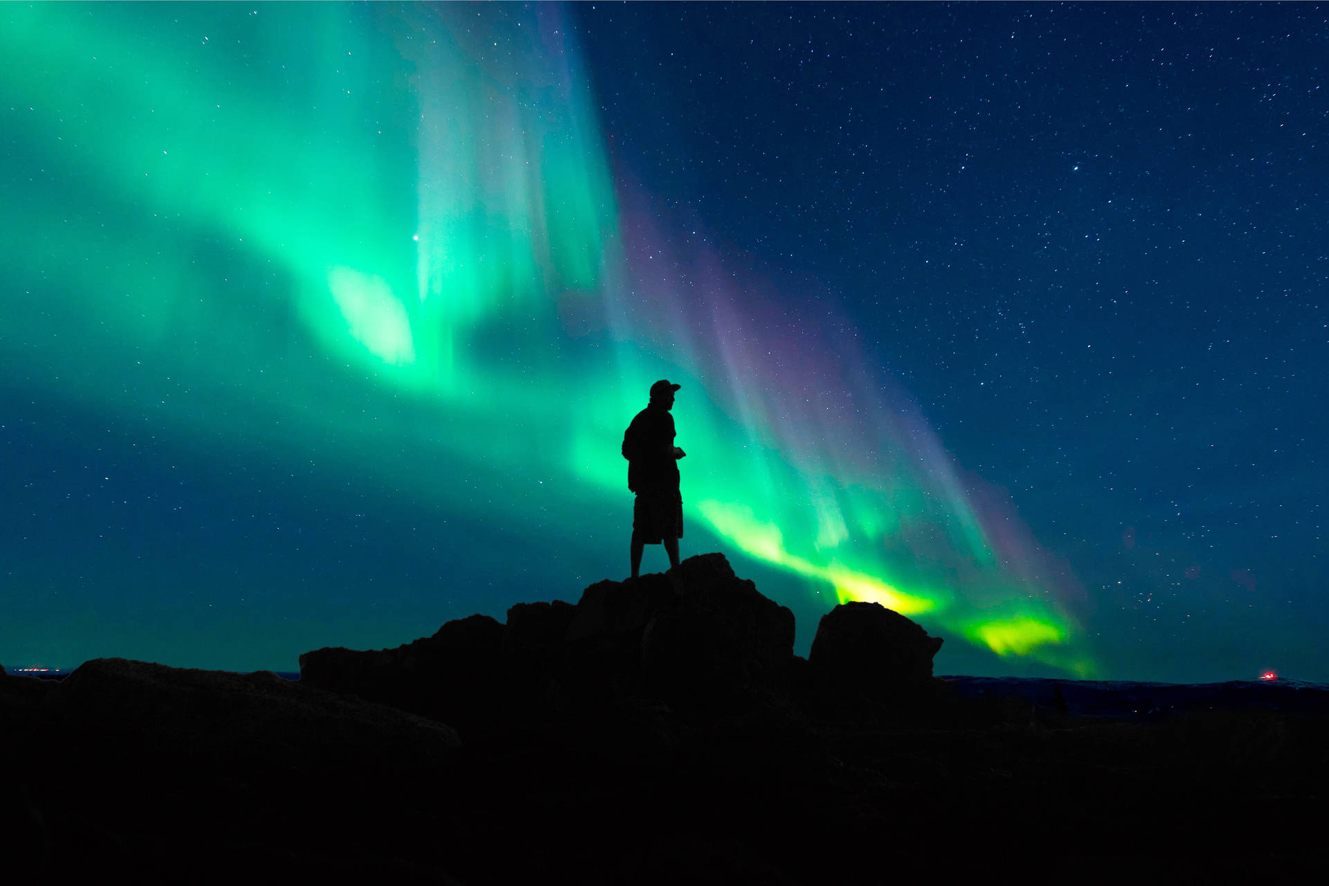 Silhouette Northern Lights Background