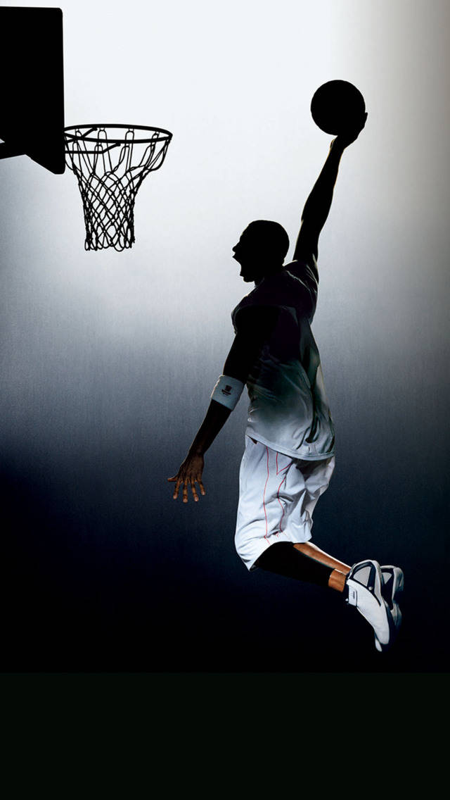 Silhouette Of A Man Dunking Sports Iphone Background