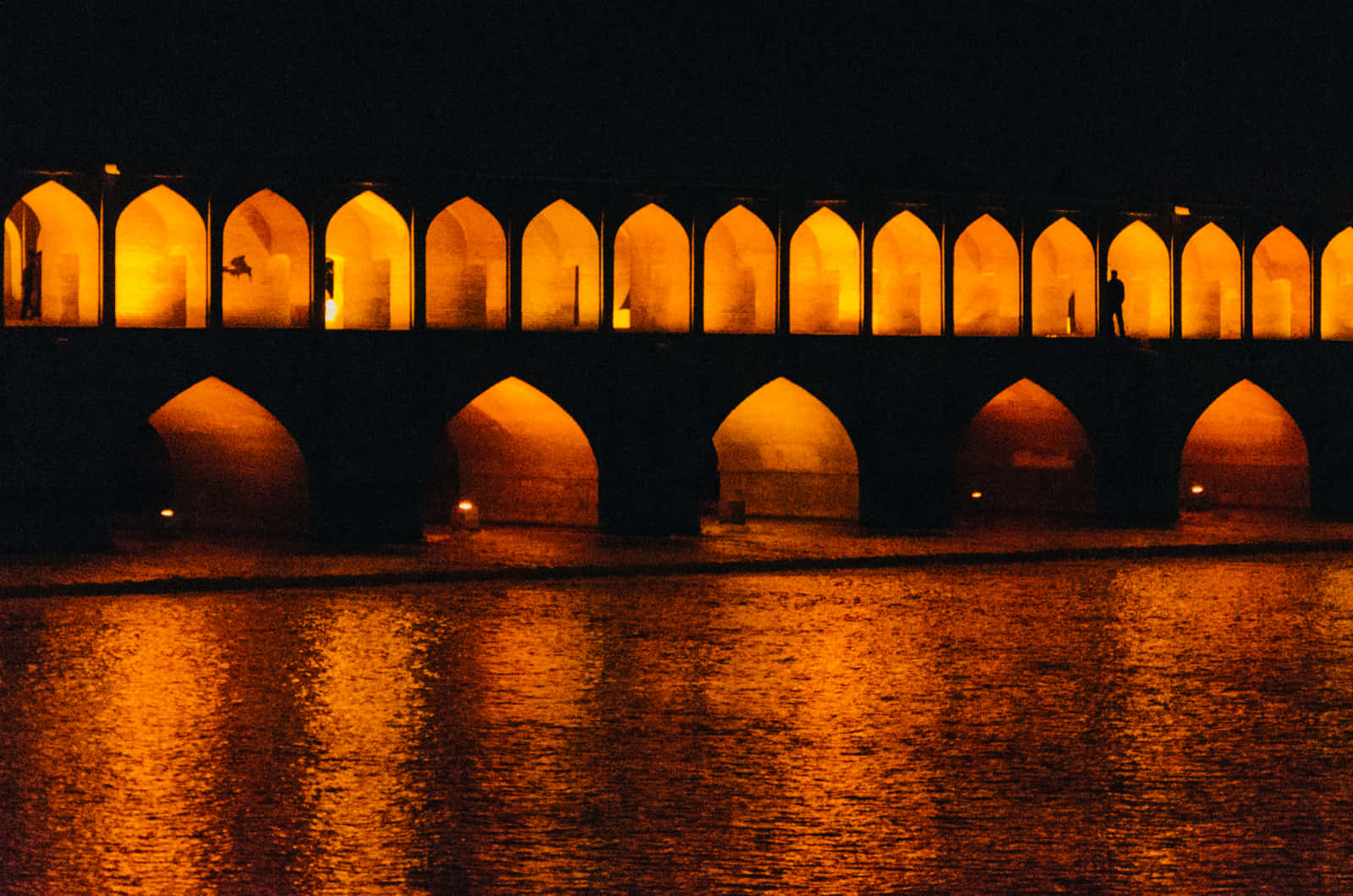 Silhouette Of A Man On Isfahan Bridge