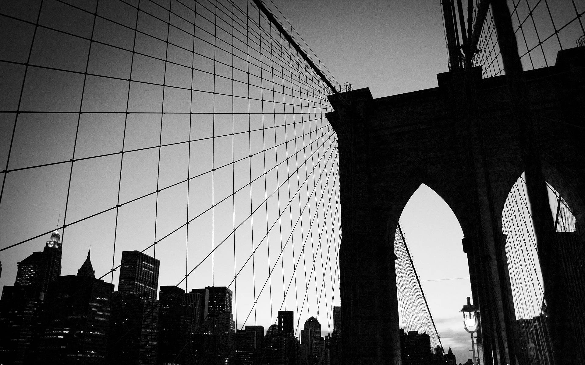 Silhouette Of Brooklyn Bridge Background