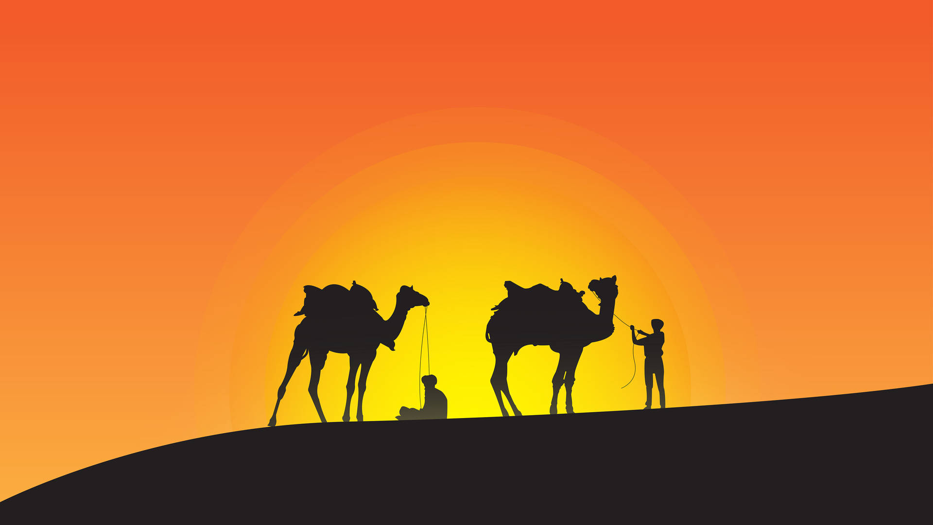 Silhouette Of Camels