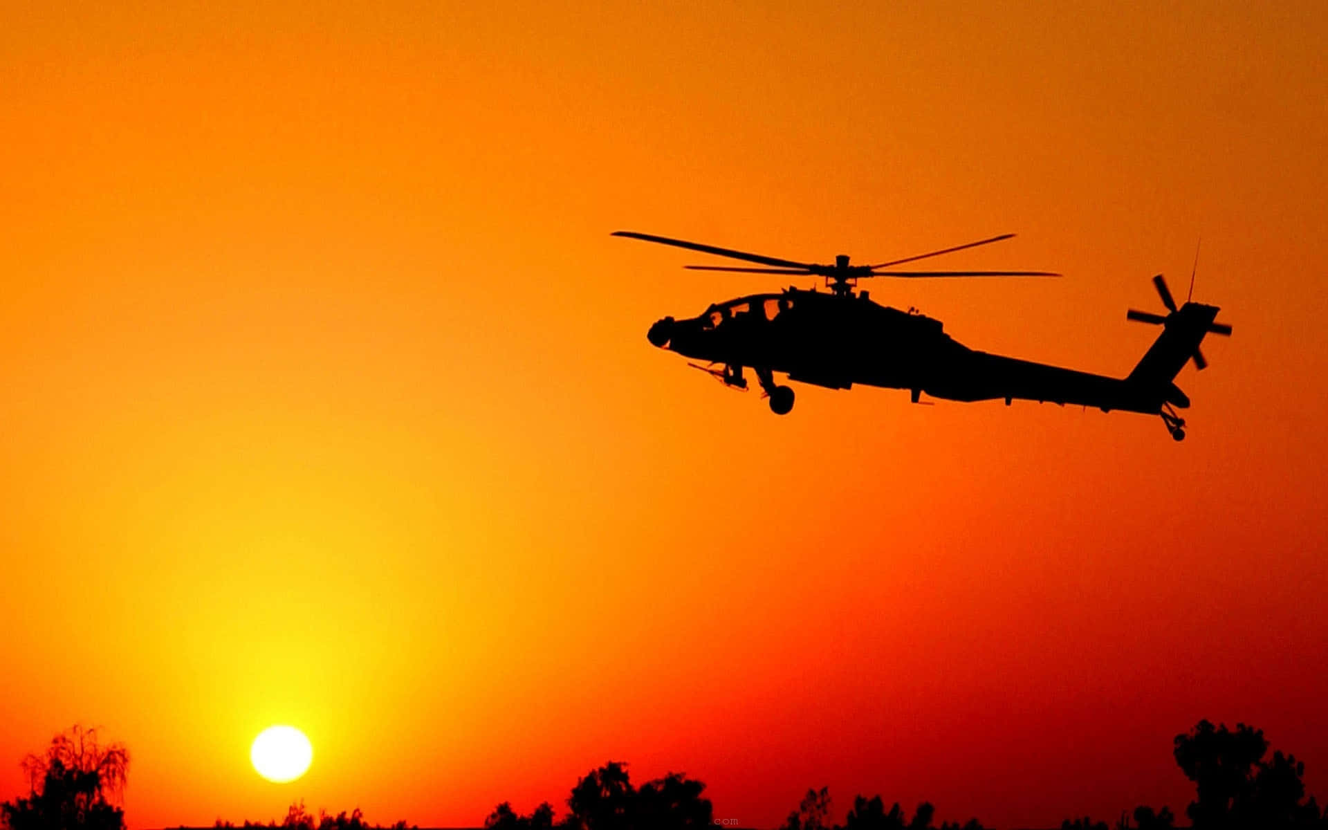 Silhouette Of Cool Helicopter