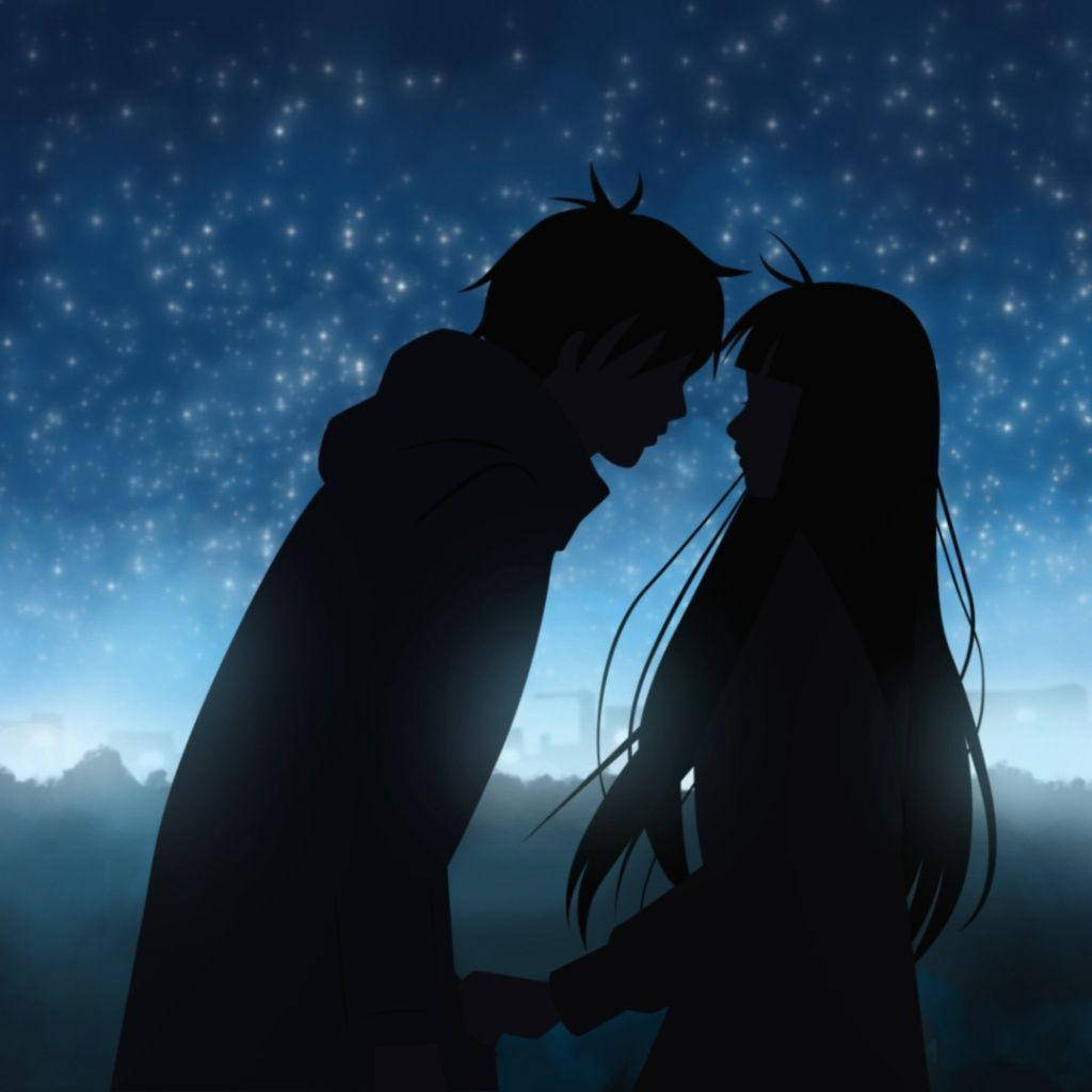 Silhouette Of Couple Love Anime Background