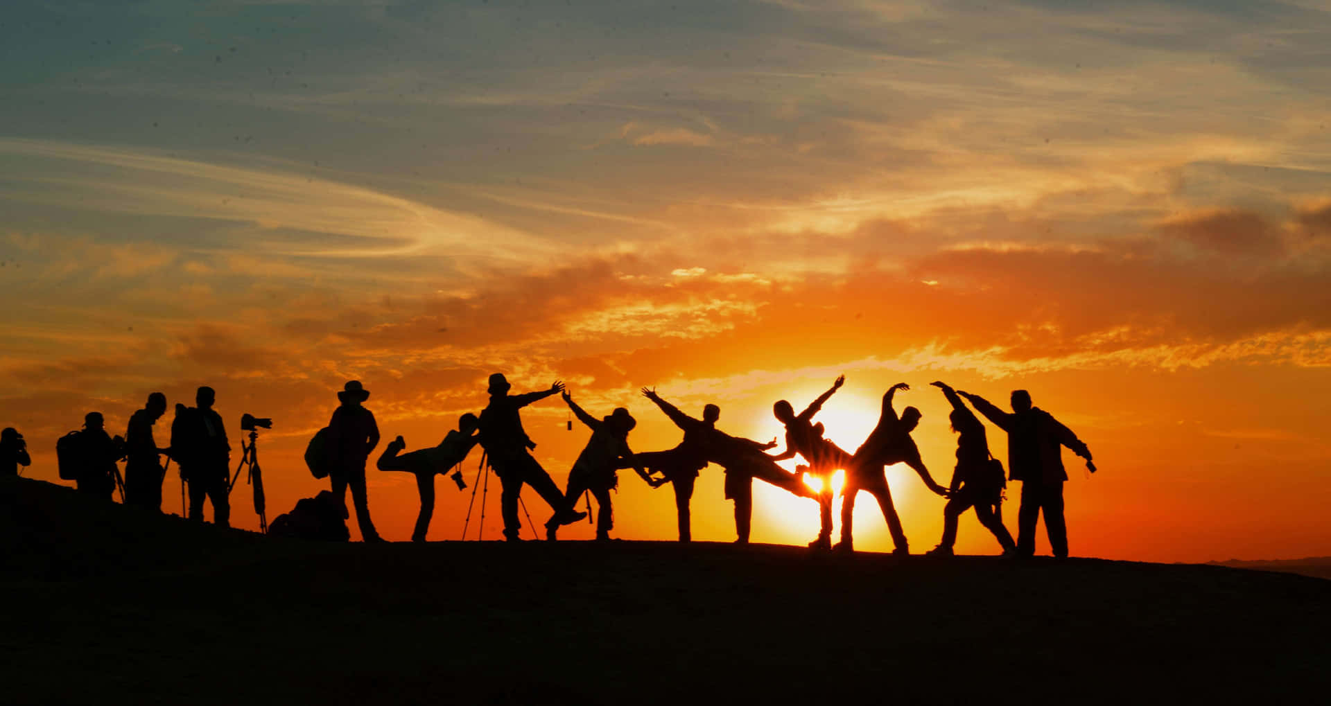 Silhouette Of Group Of Friends During Sunset