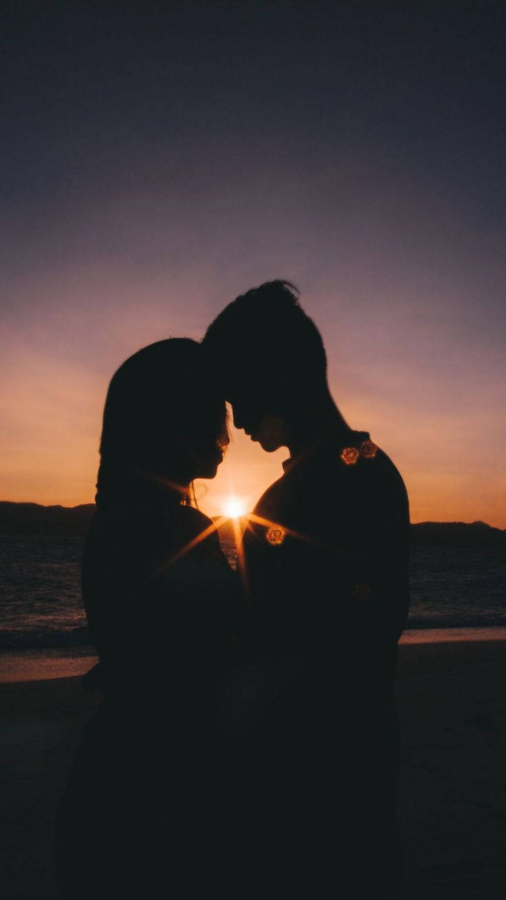 Silhouette Of Love Cute Couple