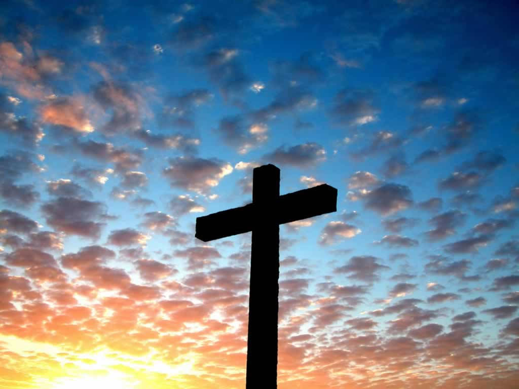Silhouette Of Religious Christian Cross Background