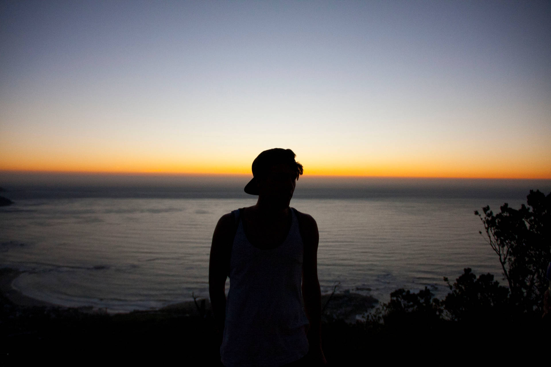 Silhouette Of Single Boy Background