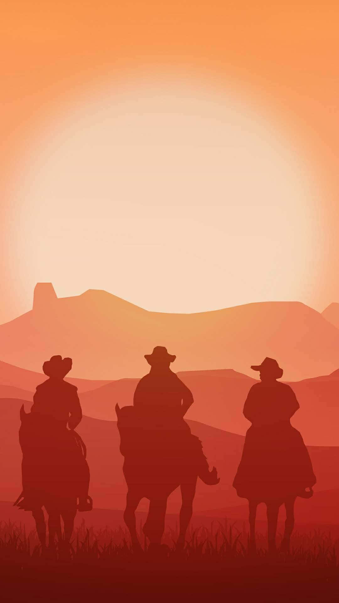 Silhouette Of Three Cowboys