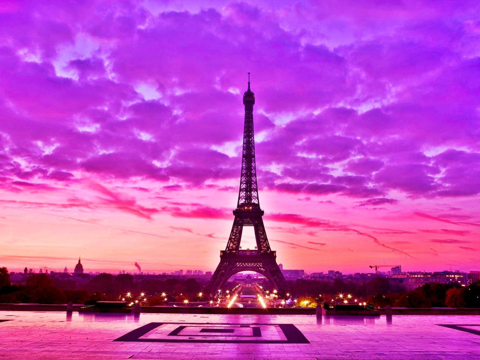 Silhouette Pink Paris Photo Background