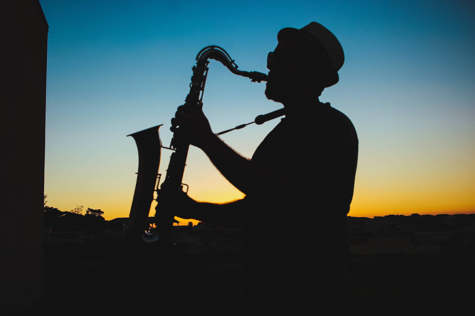 Silhouette Saxophone Music 4k Background