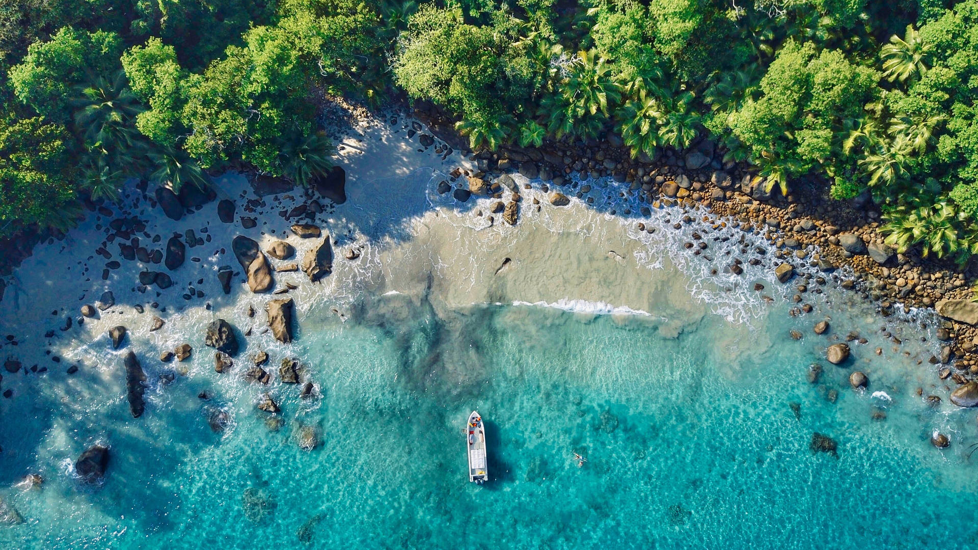 Silhouette Seychelles Aerial View Tropical Desktop