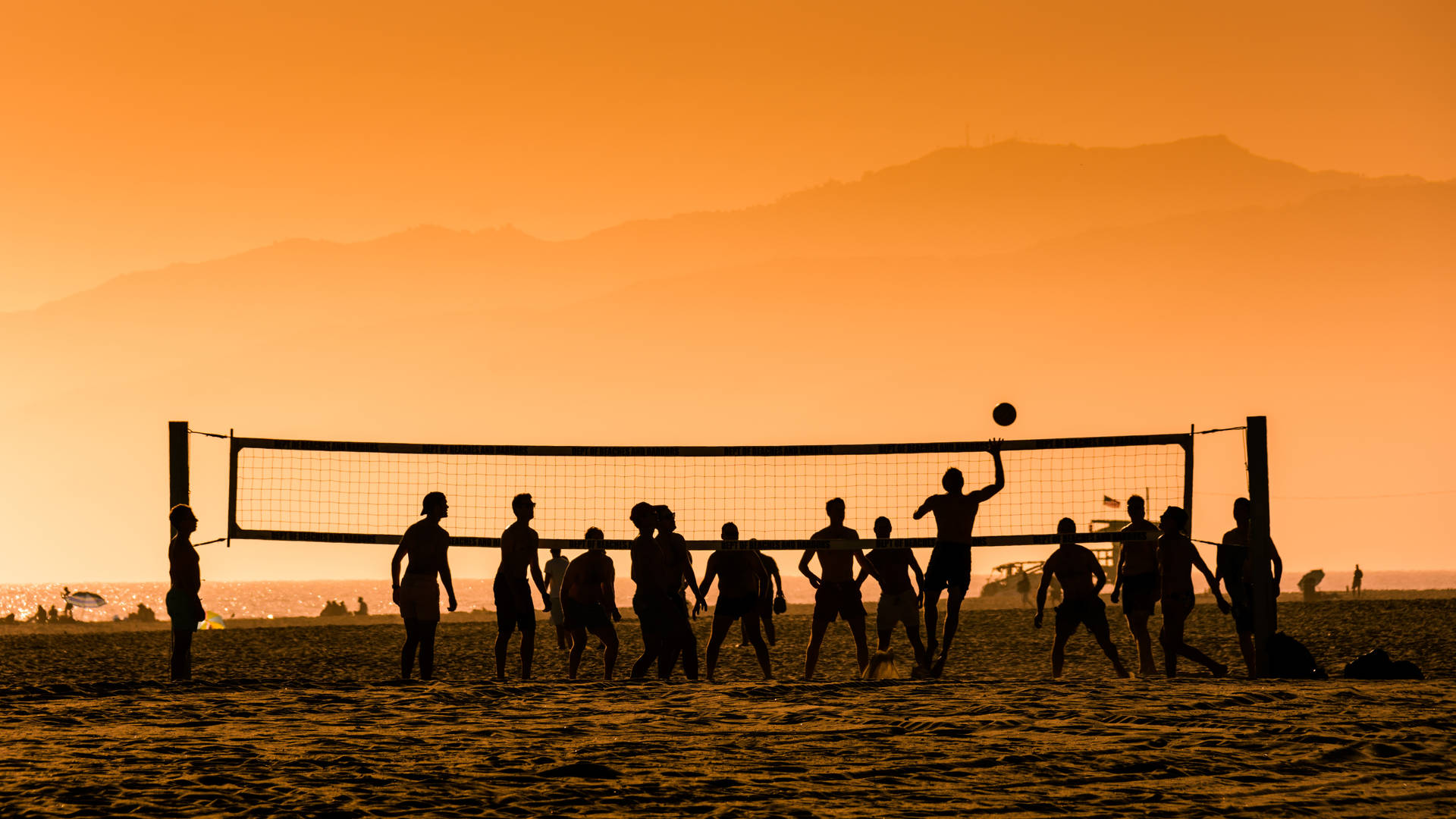 Silhouette Volleyball Play Background
