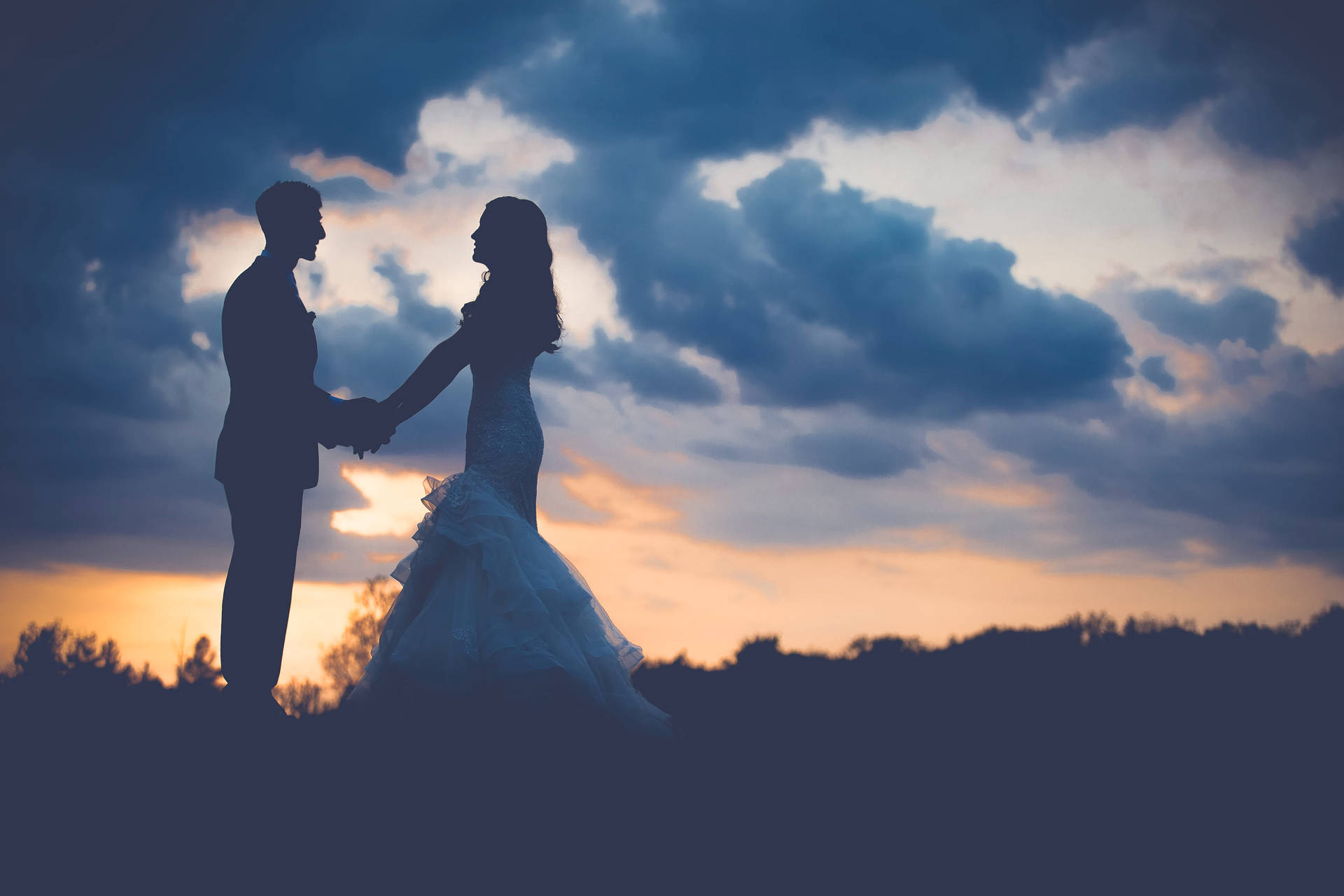 Silhouette Wedding Dress Background