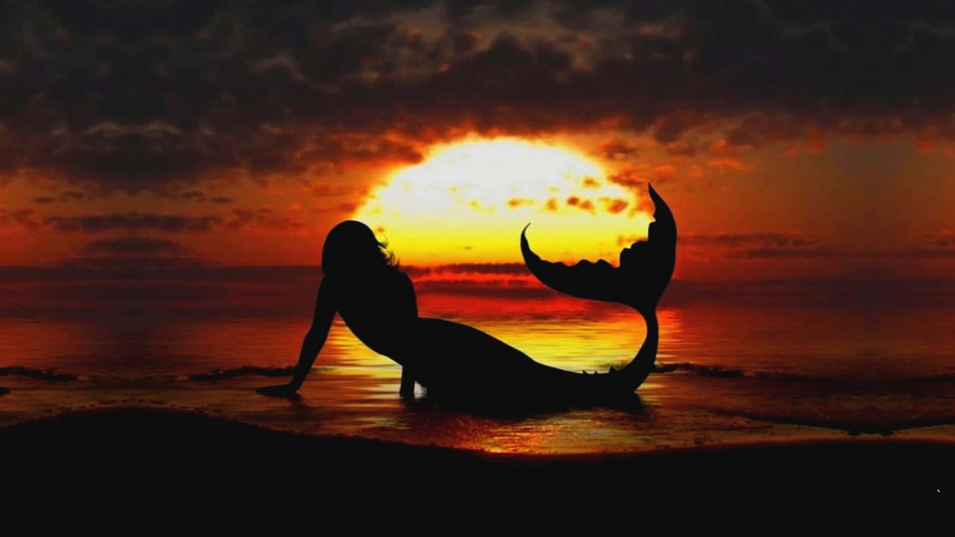 Silhouetted Beautiful Mermaid Background