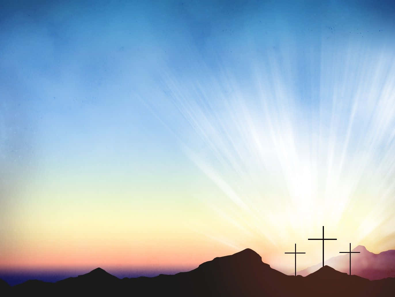 Silhouetted Crosses Religious Easter Background