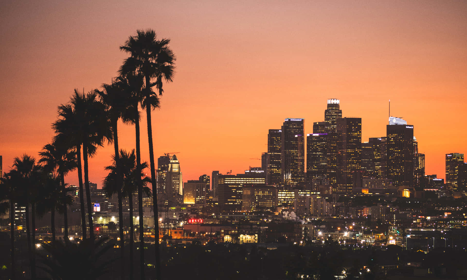 Silhouetted Los Angeles Skyline Background