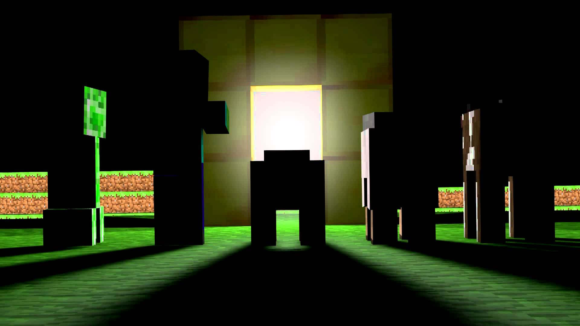 Silhouetted Minecraft Mobs Background
