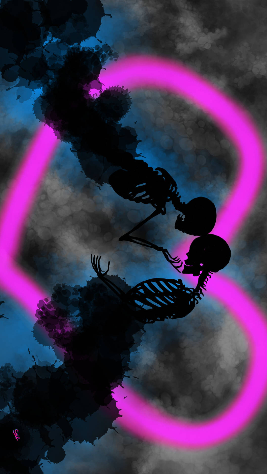 Silhouetted Skeleton Love Background