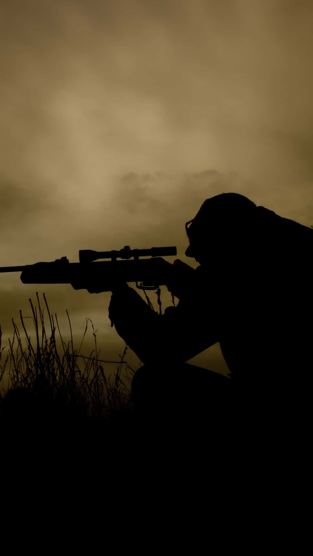 Silhouetted_ Sniper_at_ Dusk Background