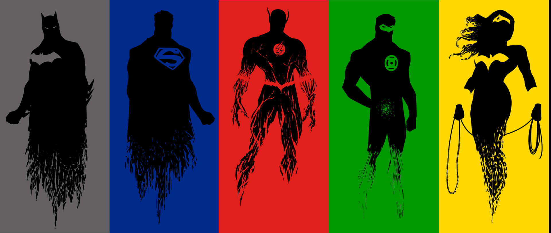 Silhouettes Of Dc Superhero Collage Background