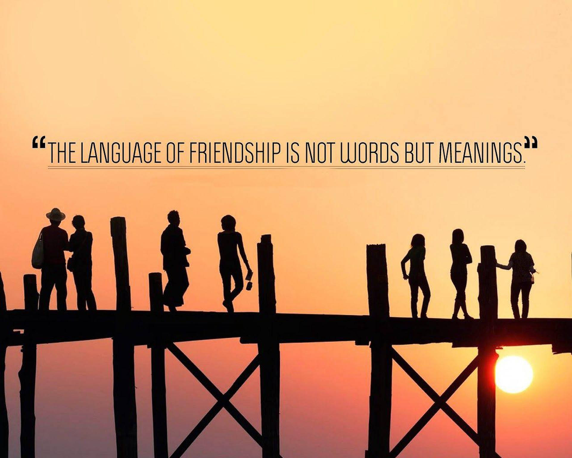 Silhouettes Of Friendship Quotes Background