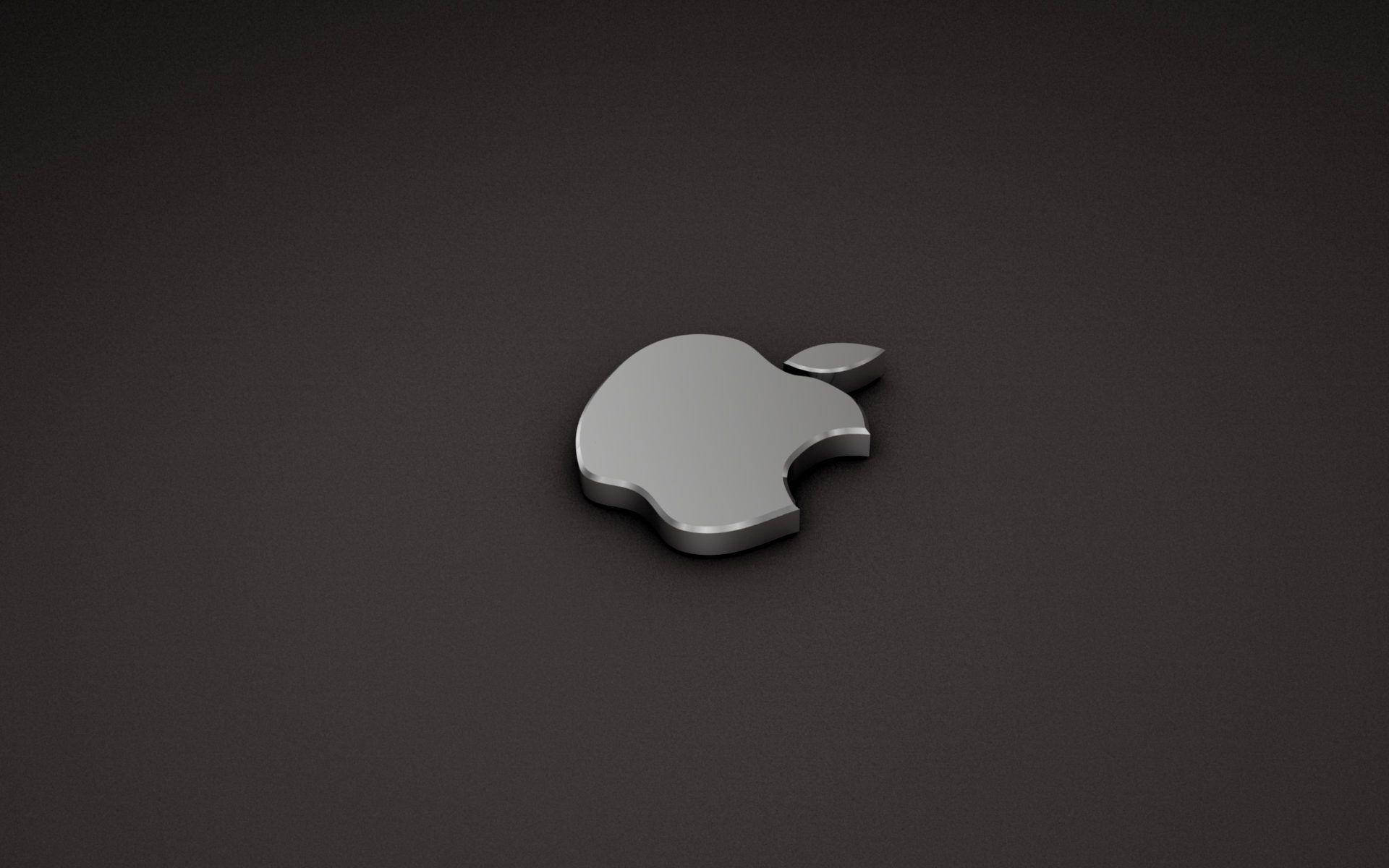 Silver 3d Apple Iphone Logo Lying Down Background