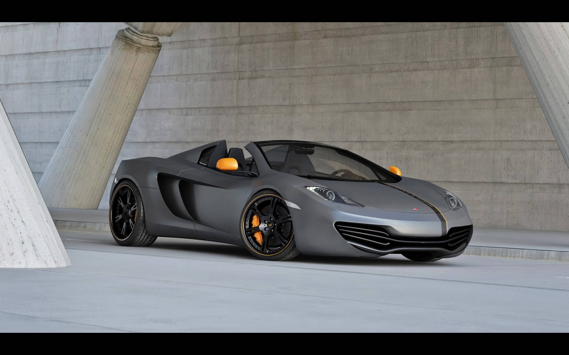 Silver And Orange Mclaren Spyder Background