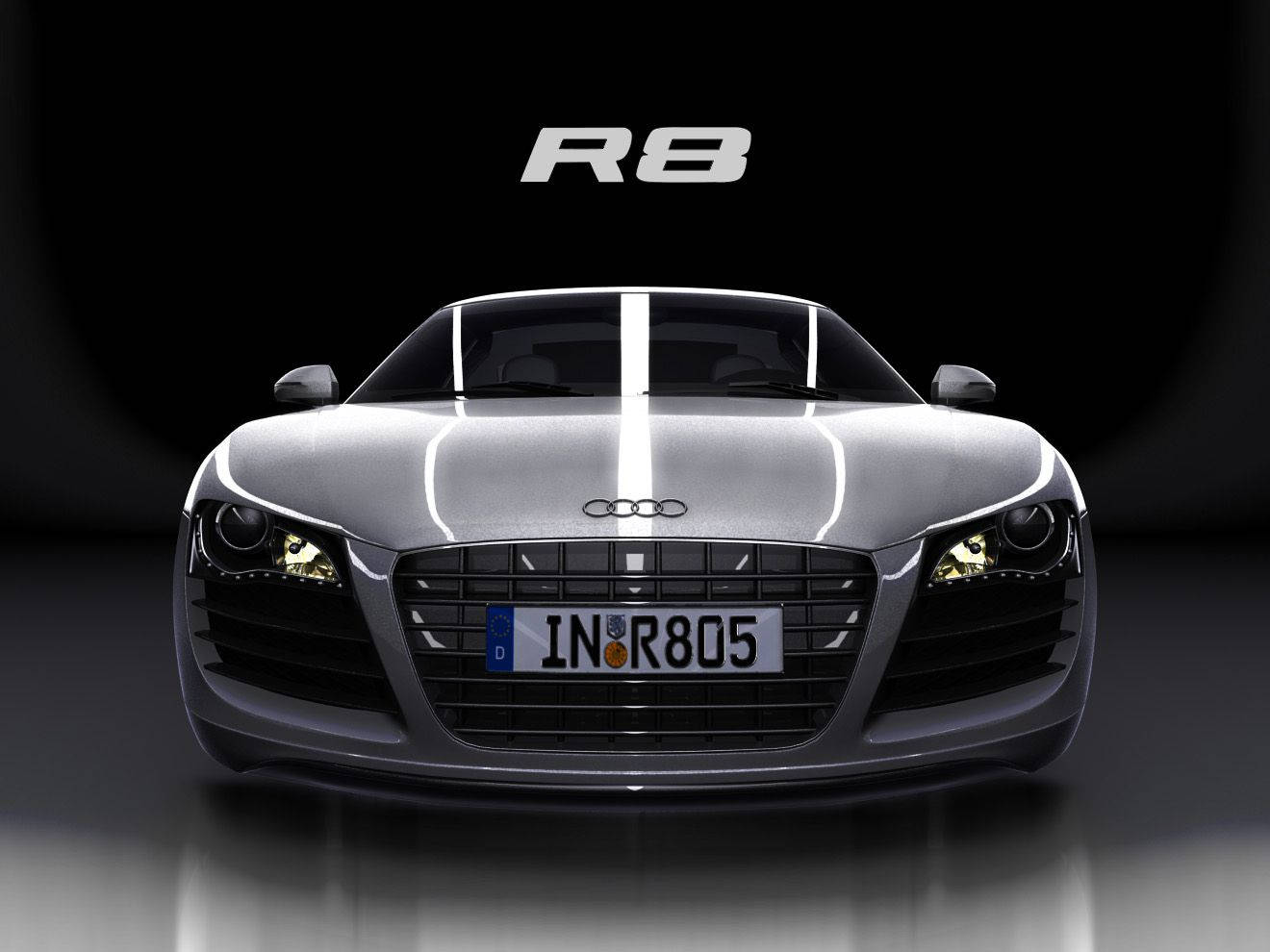 Silver Audi R8 Front Background