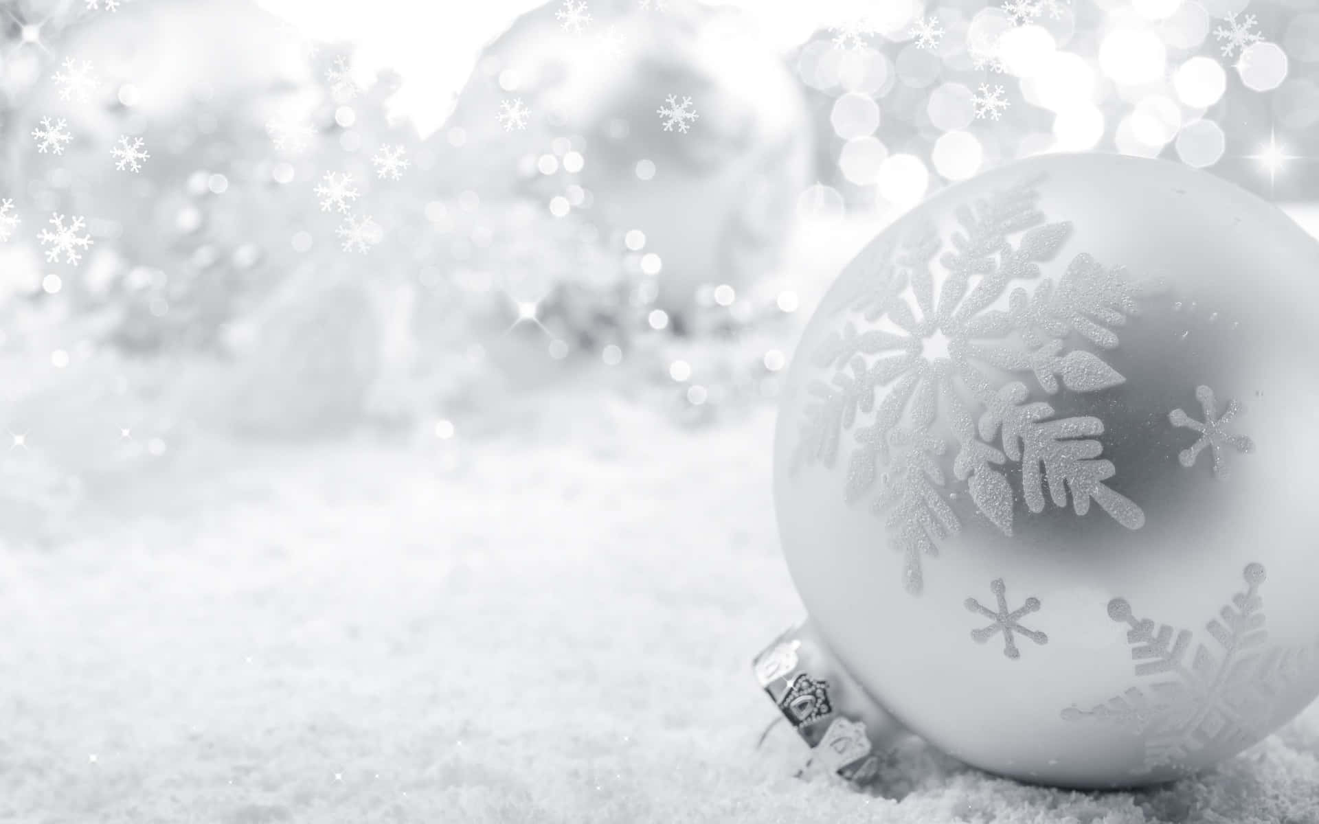 Silver Ball White Christmas Vibe Background