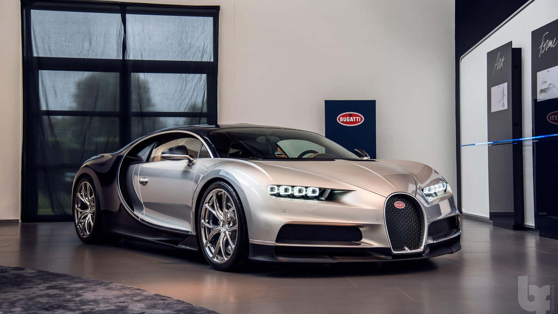 Silver Bugatti Expensive Parked