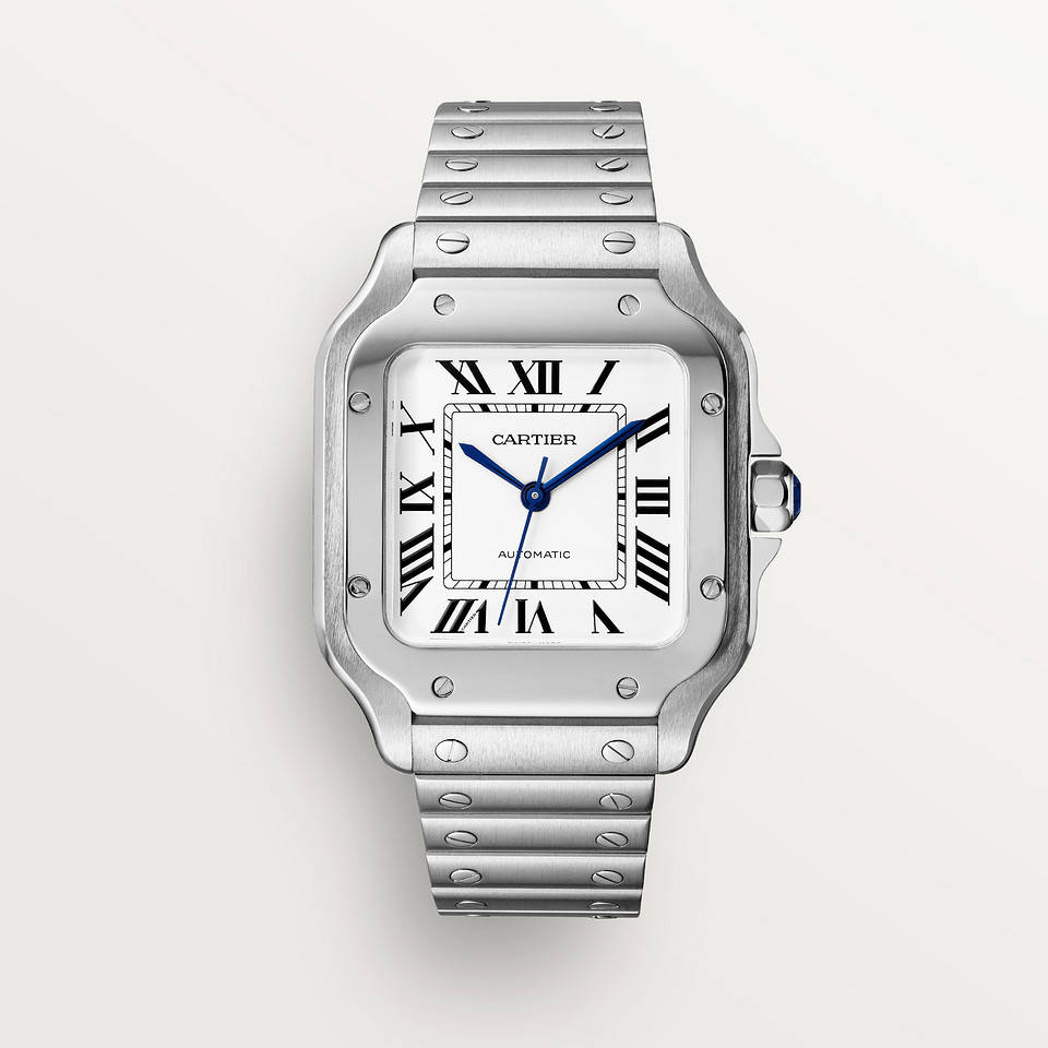 Silver Cartier Watch Beige