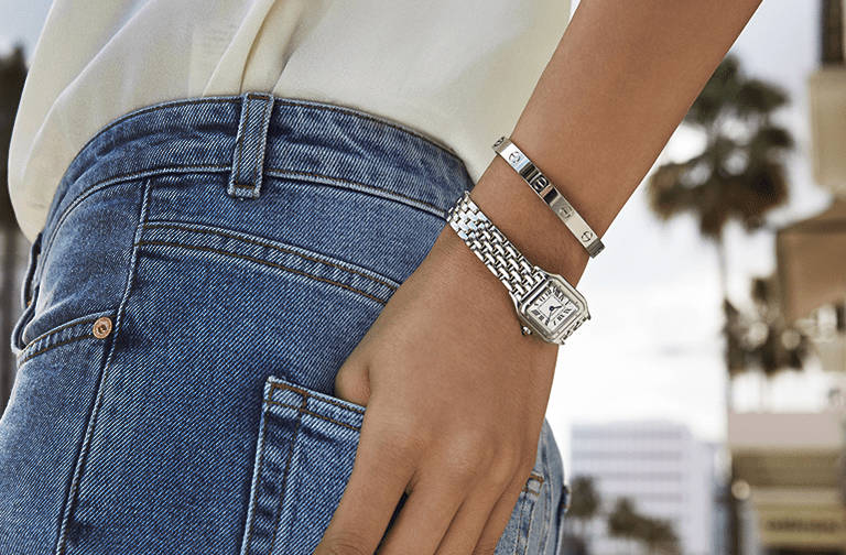 Silver Cartier Watch Bracelet Background