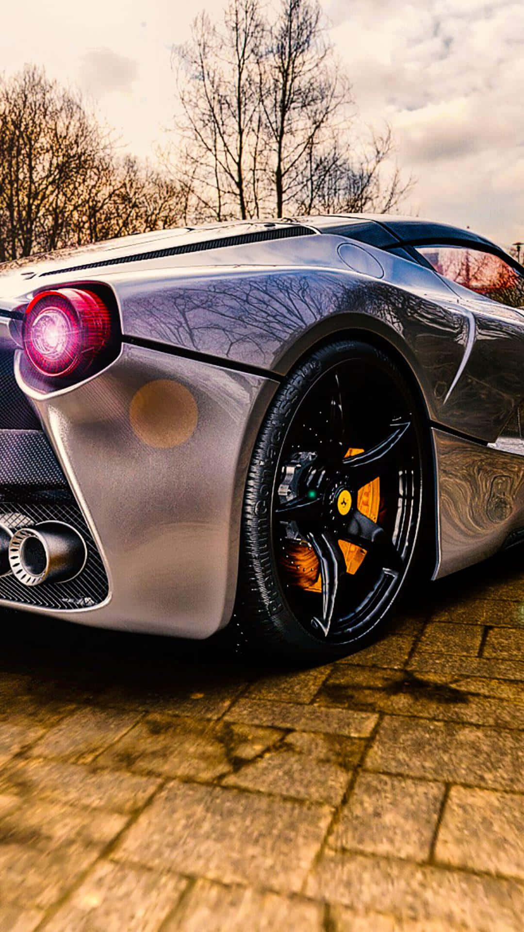 Silver Expensive Ferrari Background
