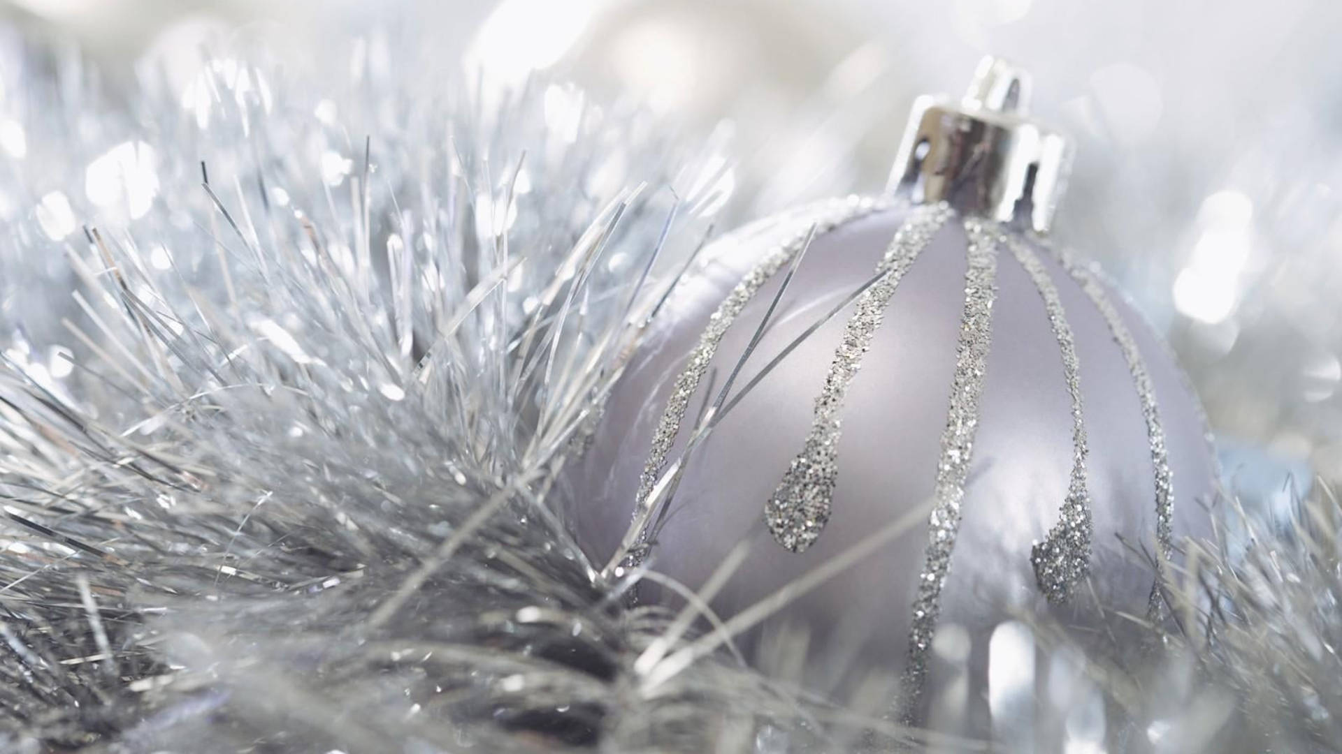 Silver Glitter Christmas Ball Tinsel Background