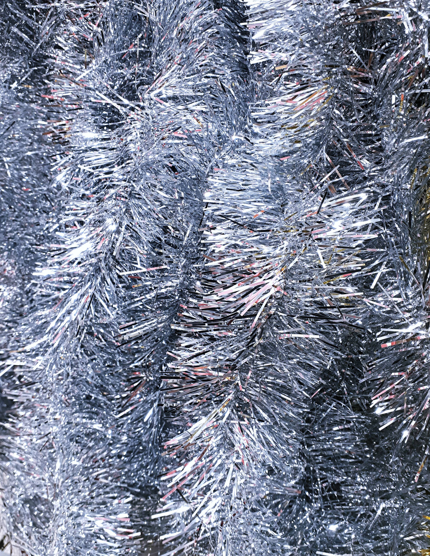 Silver Glitter Christmas Tree Tinsel Background