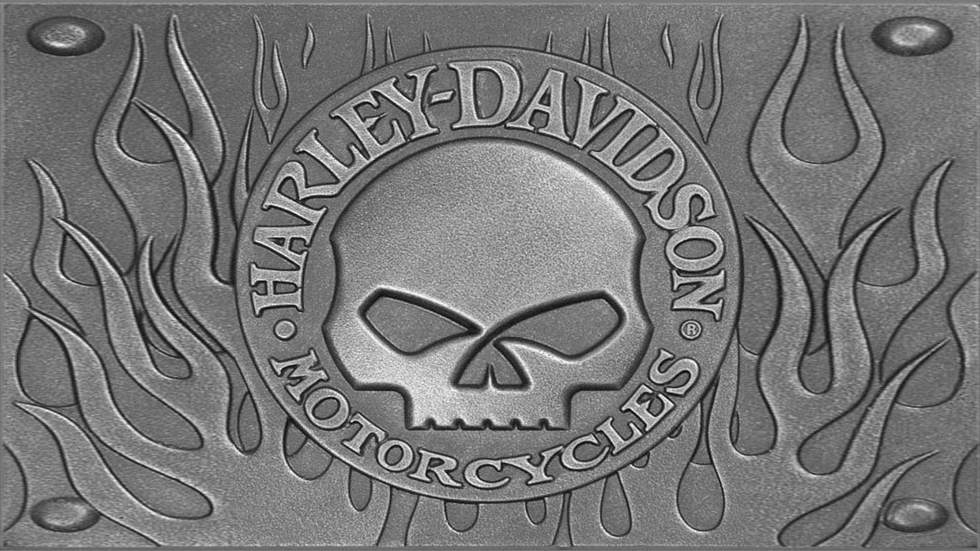 Silver Haley Davidson Motorcycle Emblem Background