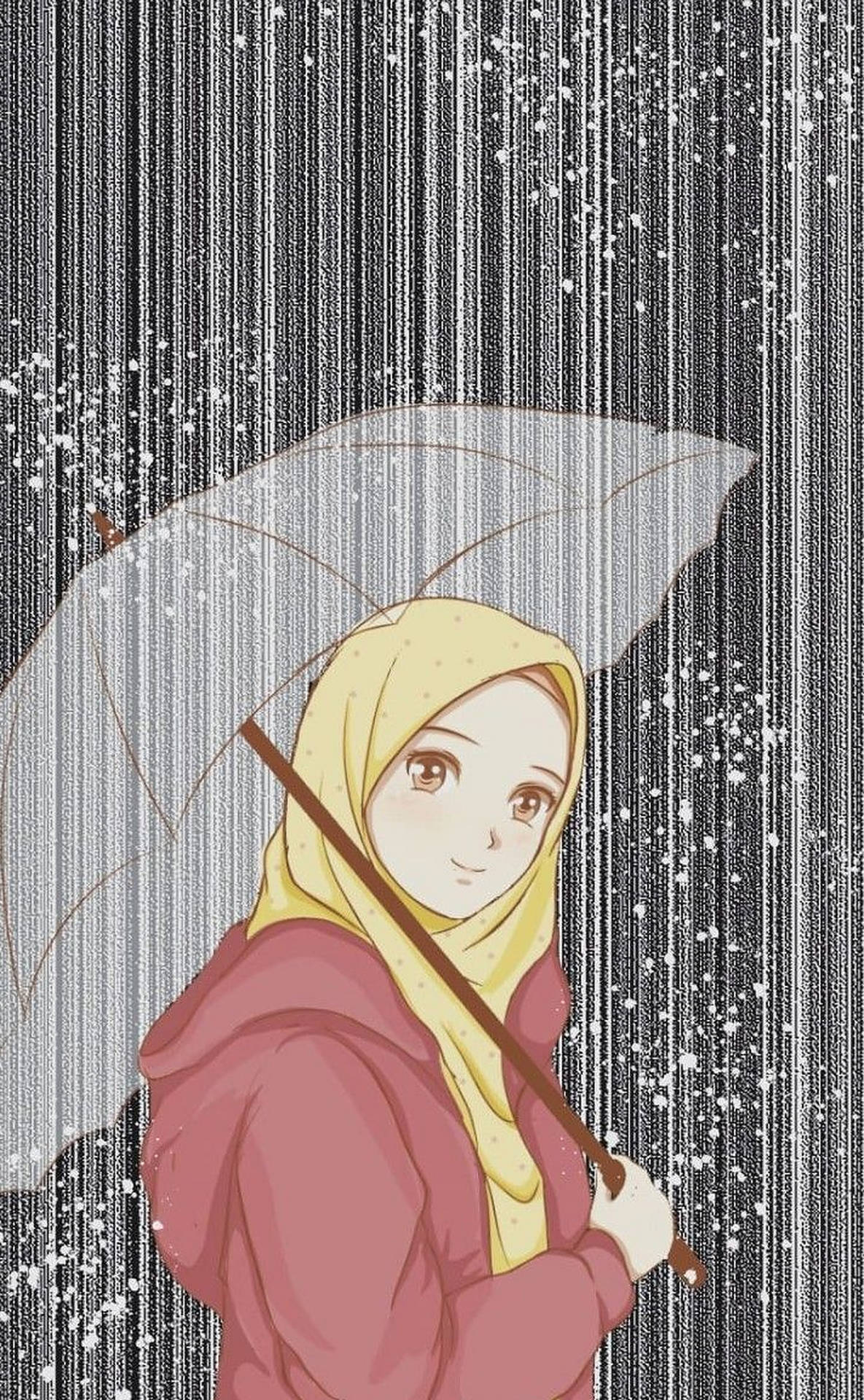 Silver Hijab Cartoon Background