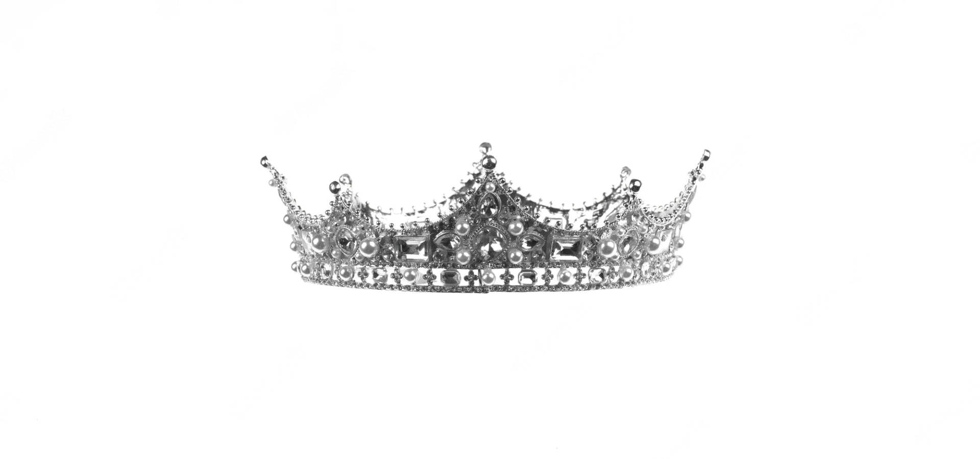 Silver King And Queen Crown Bejeweled Background