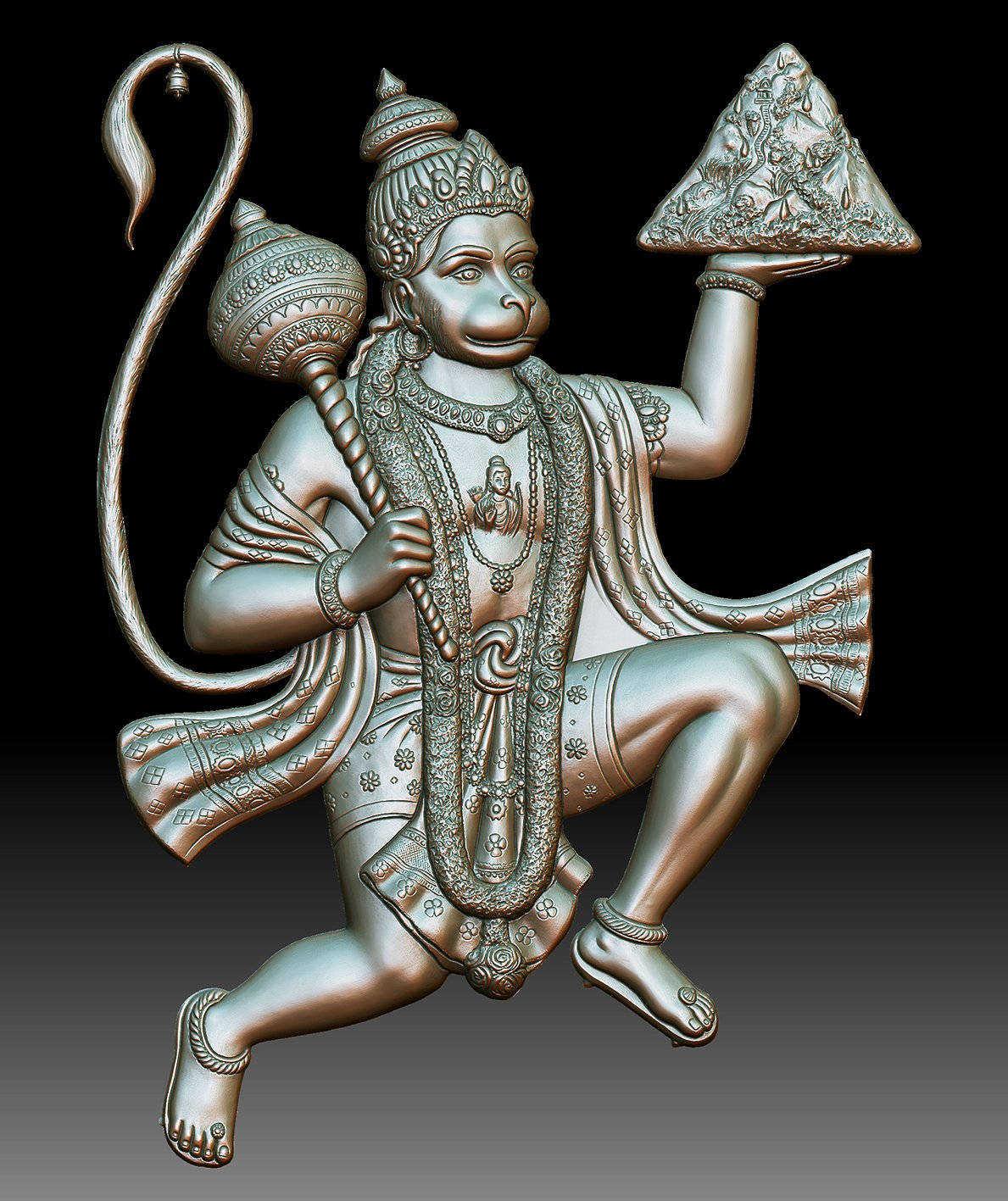 Silver Lord Hanuman 3d