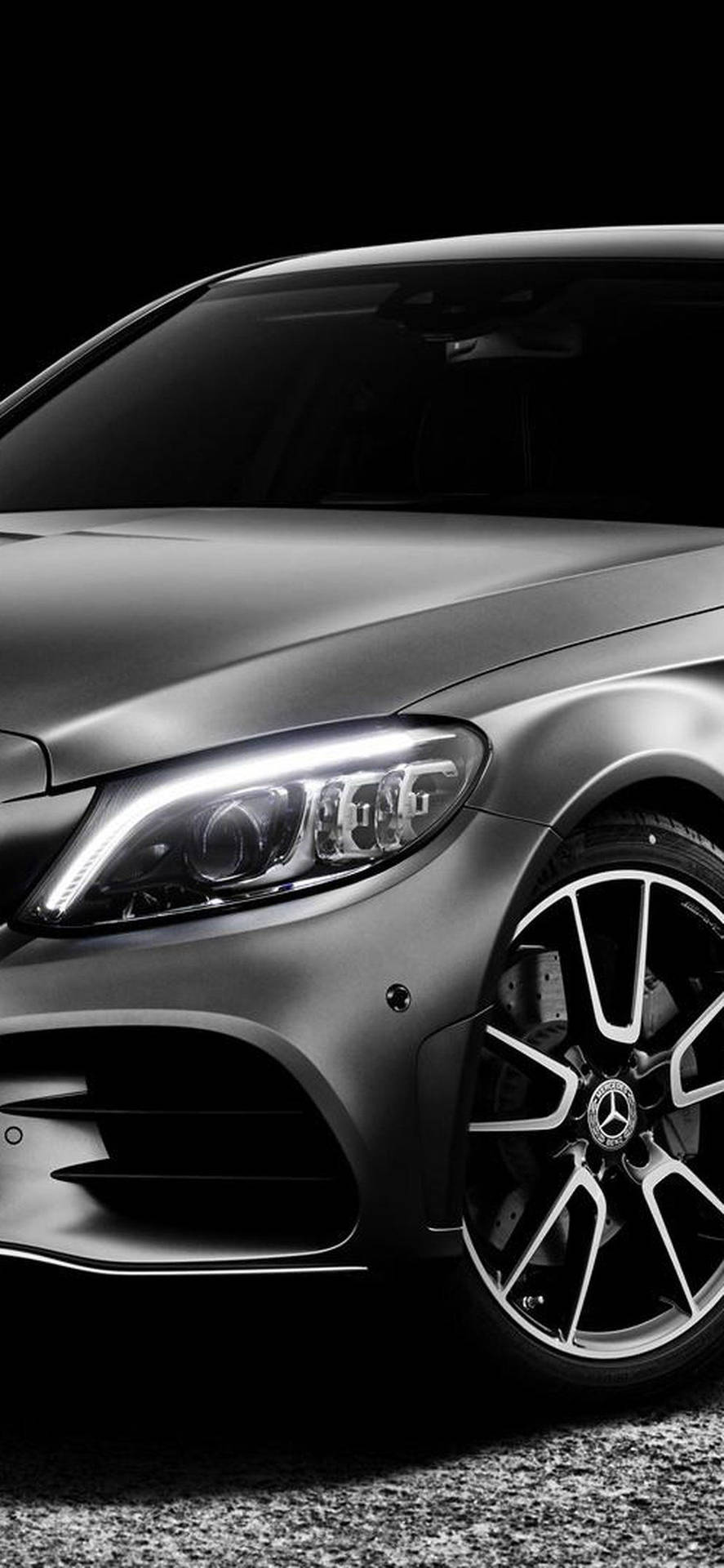 Silver Mercedes Benz Headlight Iphone Background