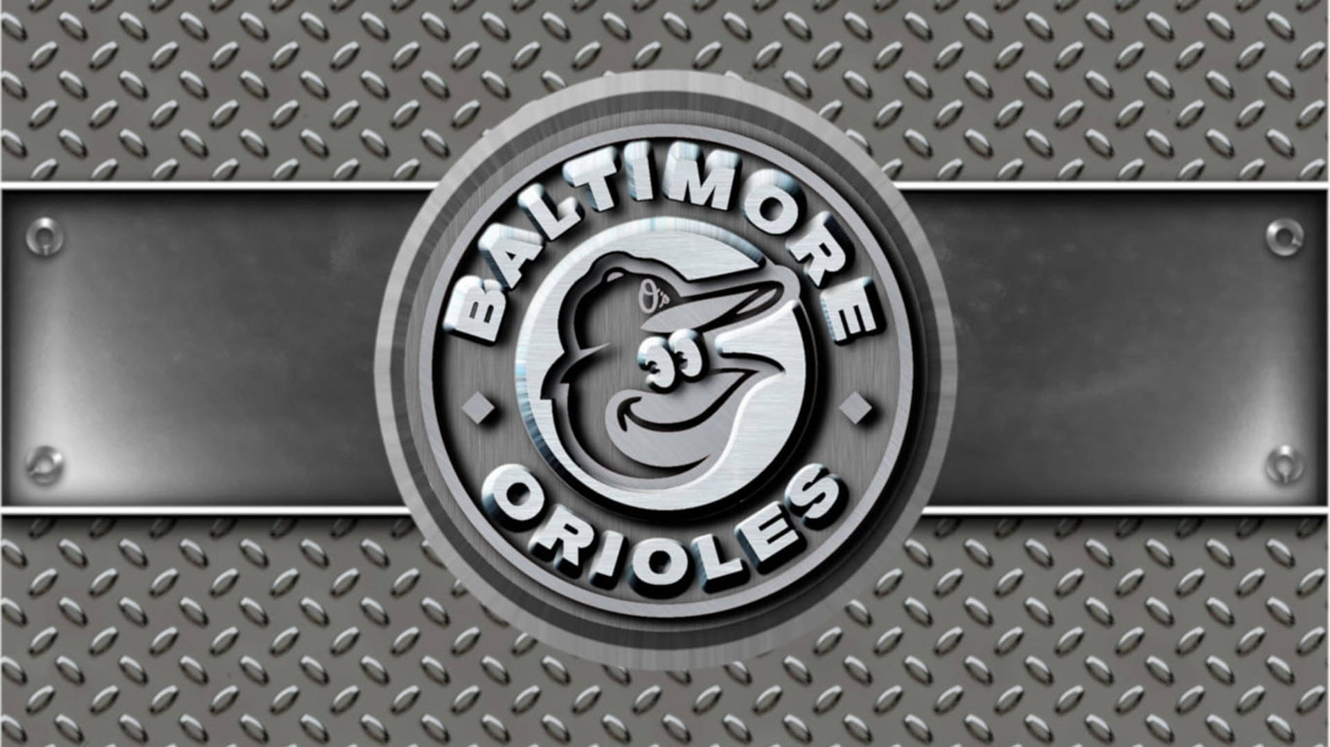 Silver Metal Baltimore Orioles Logo Background