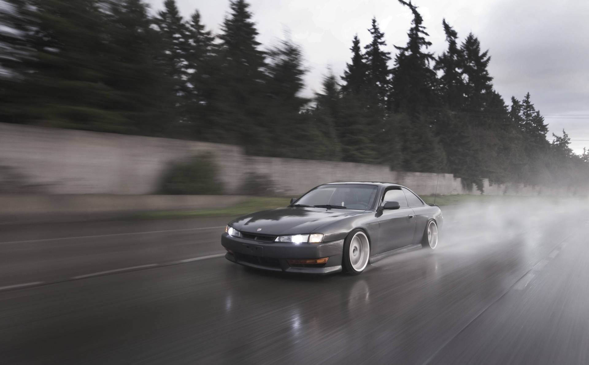 Silver Nissan Silvia S14 Background