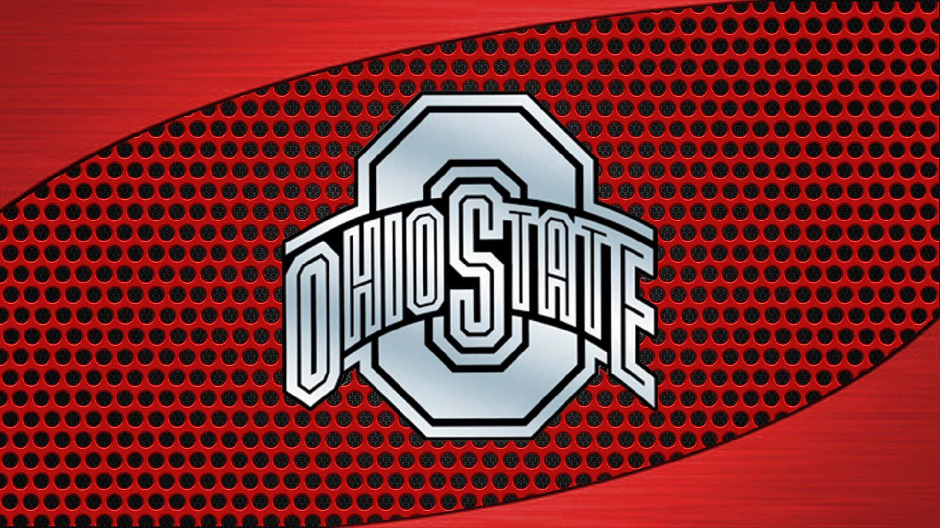Silver Ohio State Logo Against Perforations Surface