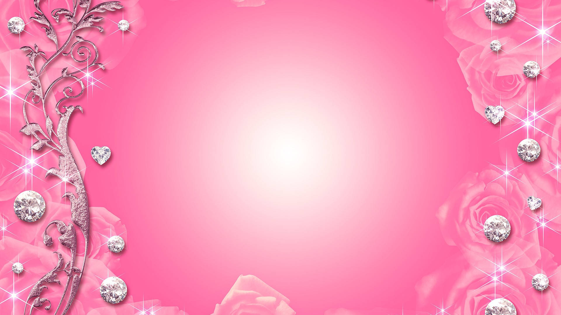 Silver Sparkled Border Pink Background Background
