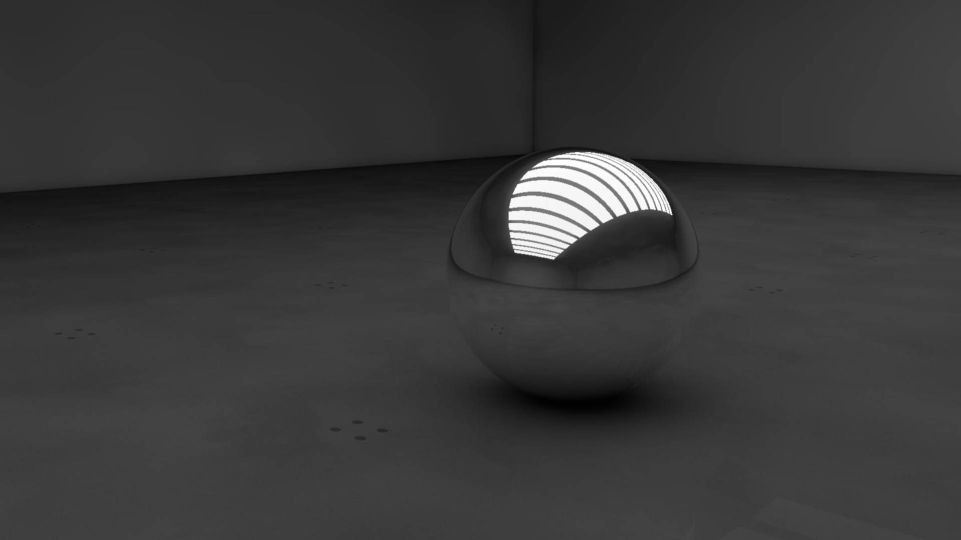 Silver Sphere In Gray Room